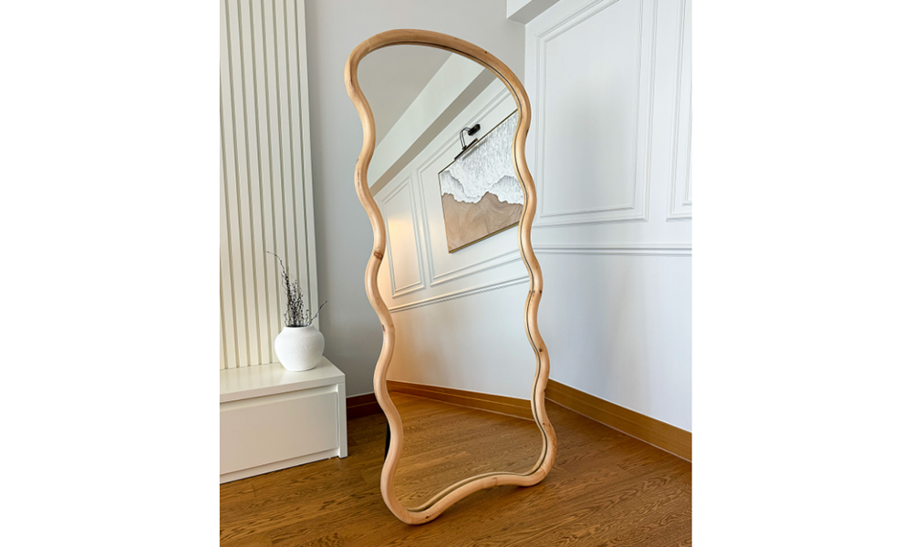 Doğal Ahşap Bulut Çerçeveli Boy Aynası 180x80 cm