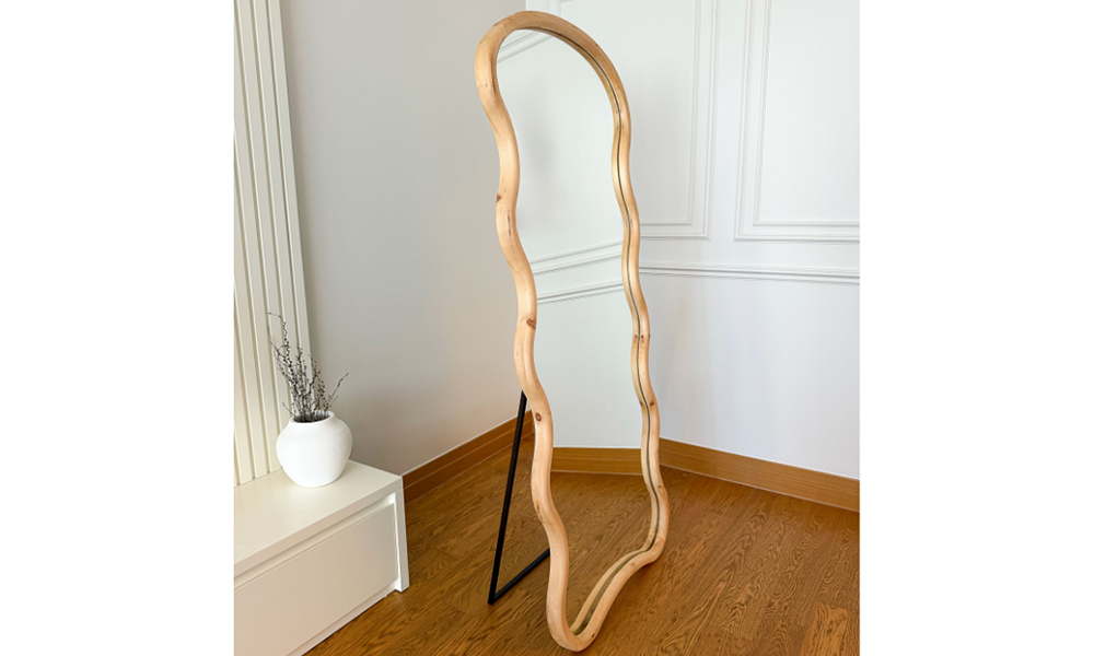 Doğal Ahşap Bulut Çerçeveli Boy Aynası 180x80 cm
