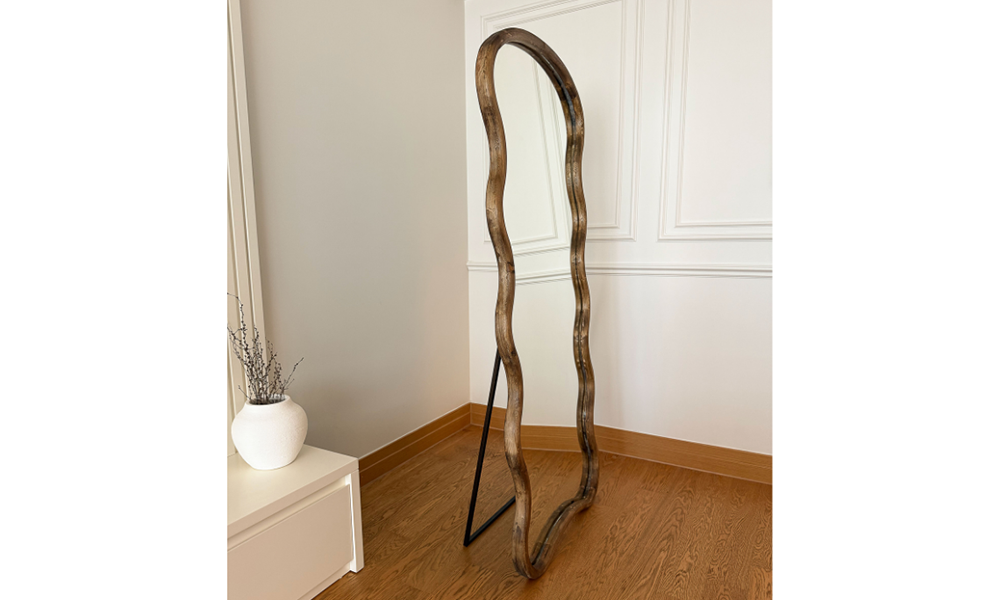 Ceviz Doğal Ahşap Bulut Çerçeveli Boy Aynası 180x80 cm