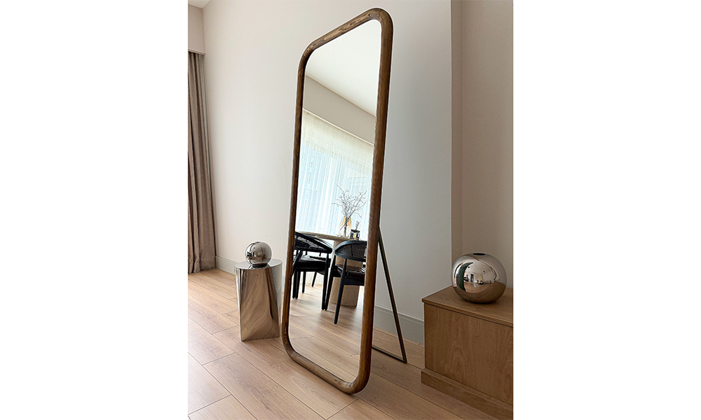 Ceviz Doğal Ahşap Çerçeveli Boy Aynası 180x70 cm