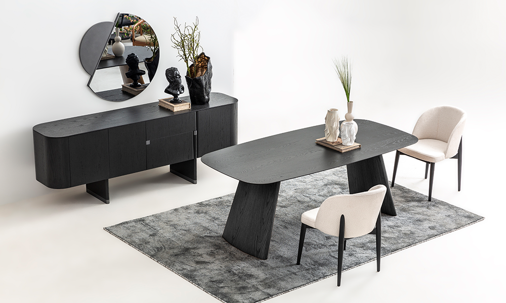 Delta Yemek Odası Takımı (Antrasit Meşe)