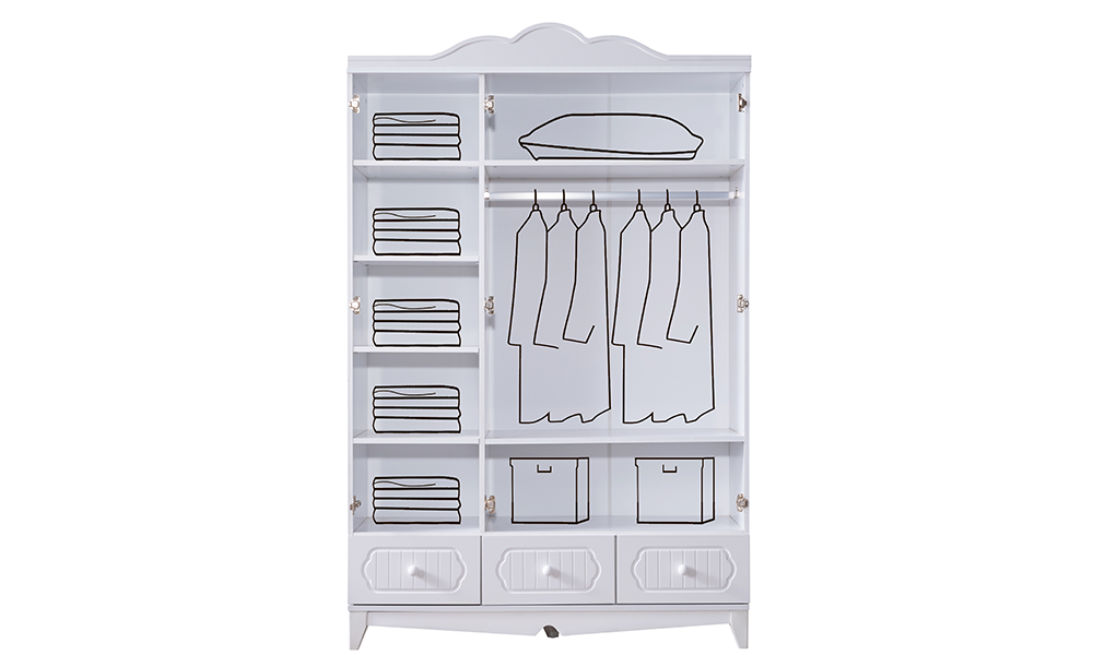 Flower 3 Kapaklı Dolap