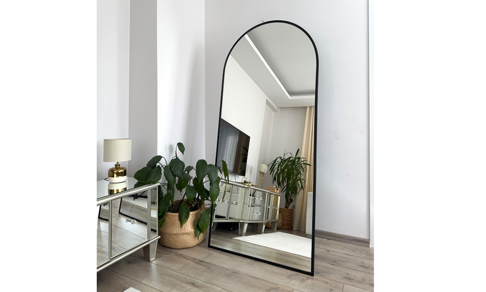 Siyah Oval Boy Aynası 180x70 cm