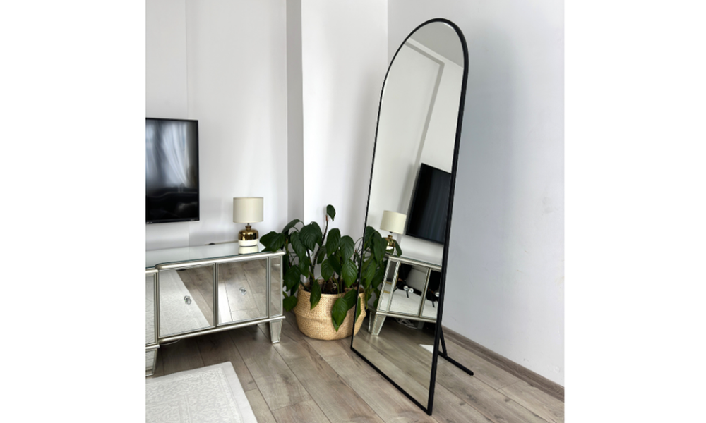 Siyah Oval Boy Aynası 180x70 cm