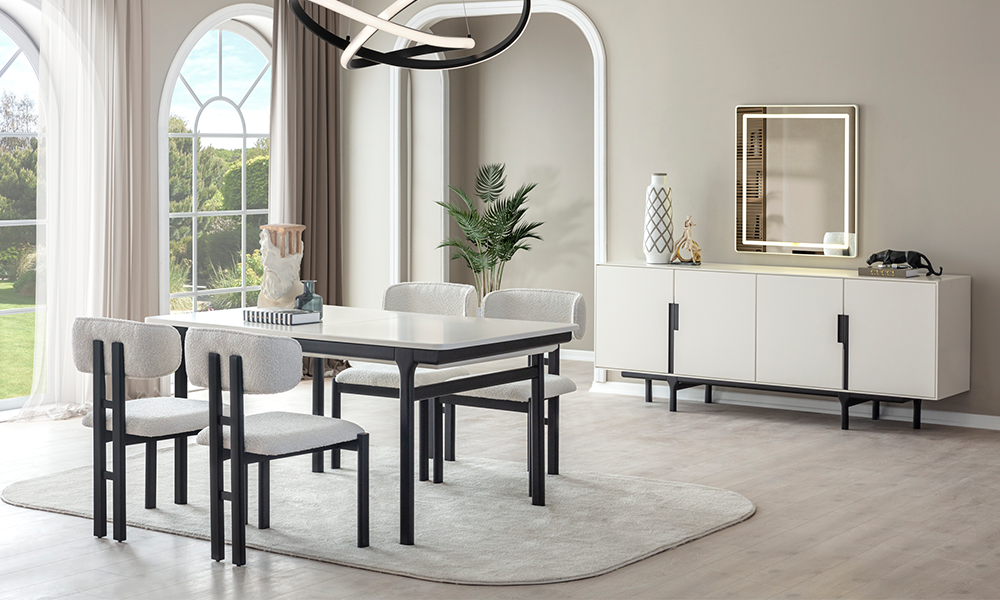 Aura Black Yemek Odası Takımı