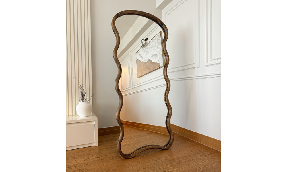 Ceviz Doğal Ahşap Bulut Çerçeveli Boy Aynası 180x80 cm