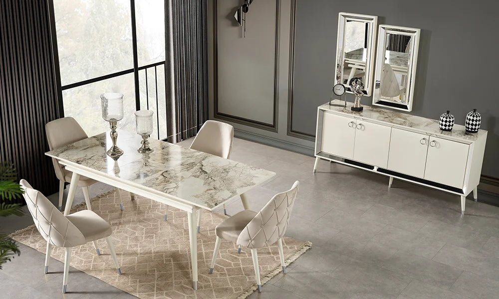 Damla Silver Yemek Odası Takımı