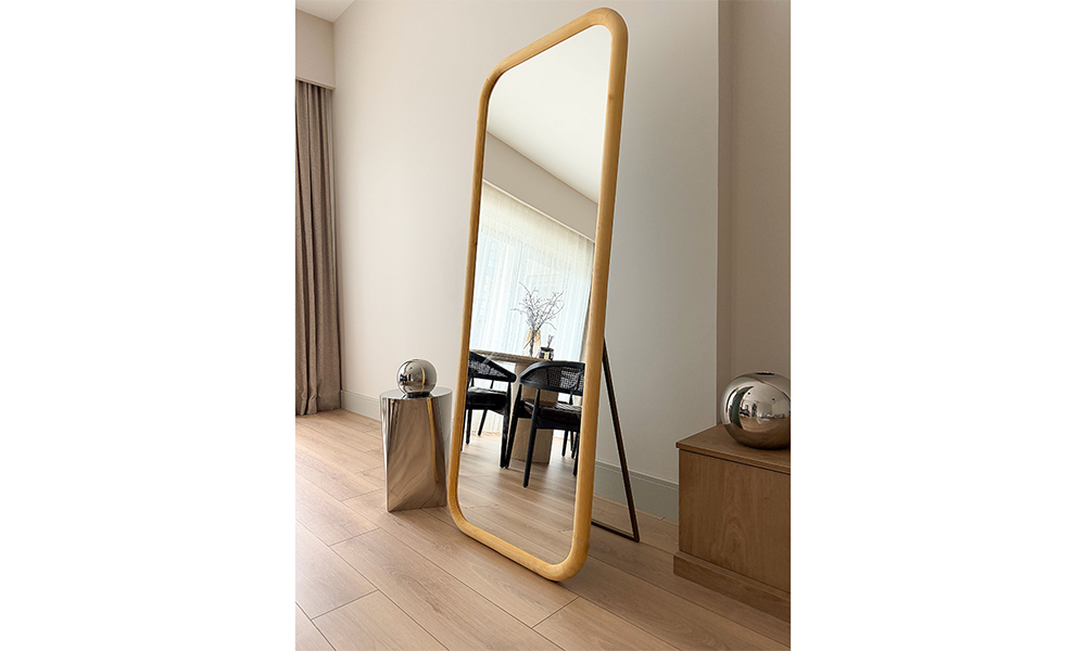 Doğal Ahşap Çerçeveli Boy Aynası 180x70 cm